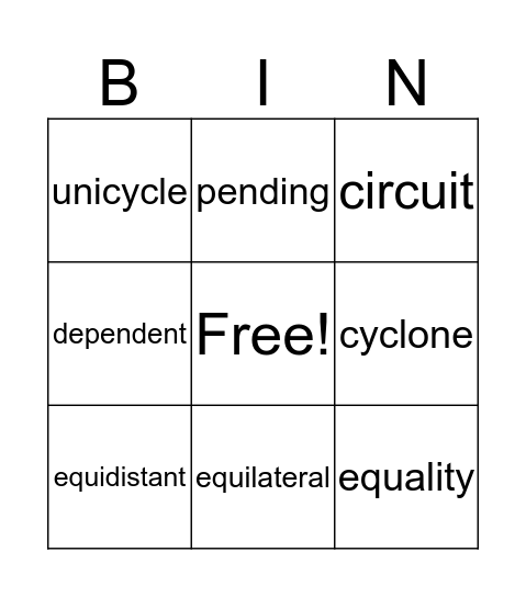 Bingo Review 2 Bingo Card