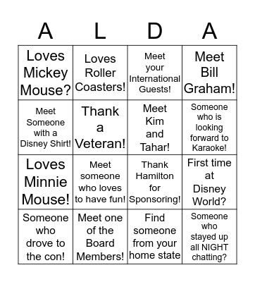 ALDA con Orlando 2017 Bingo Card