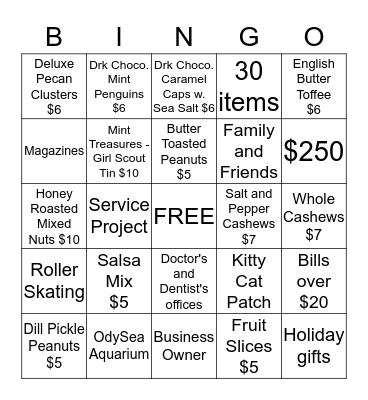 Fall Product BINGO Card