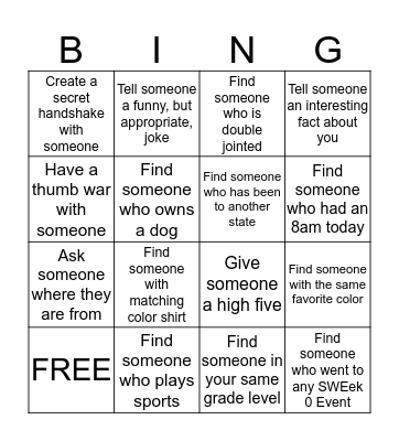 SWE BINGO Card