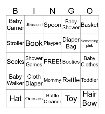 Hannah's Baby Shower BINGO Card
