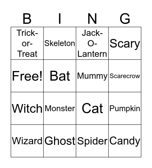 Halloween Bingo Card