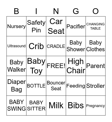 BABY SHOWER Bingo Card