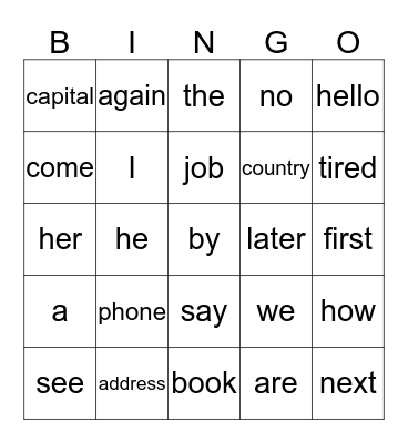 Unit 1 BINGO WORDS (Starter Cutting Edge) Bingo Card
