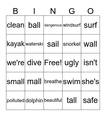 Fun at the beach! Bingo Card