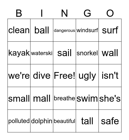 Fun at the beach! Bingo Card