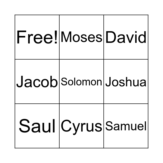 Israelites  Bingo Card