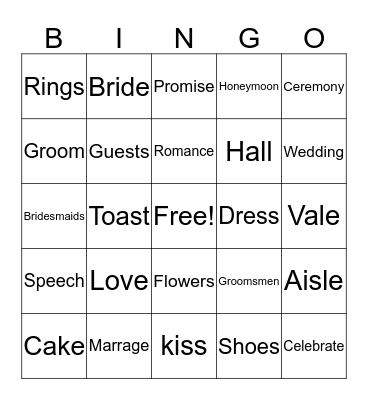 Bachlorette Bingo Card