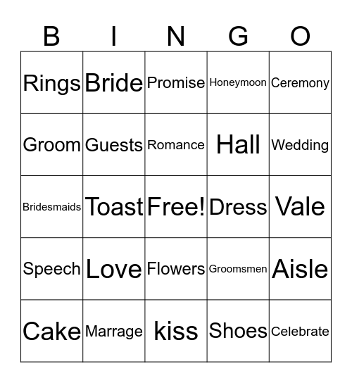 Bachlorette Bingo Card
