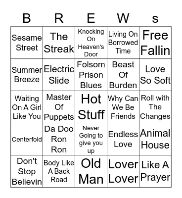 Boondocks Brews, Beats & Bingo Card