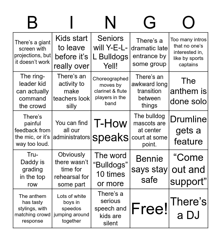 Ass. Bingo! (always so immature...) Bingo Card