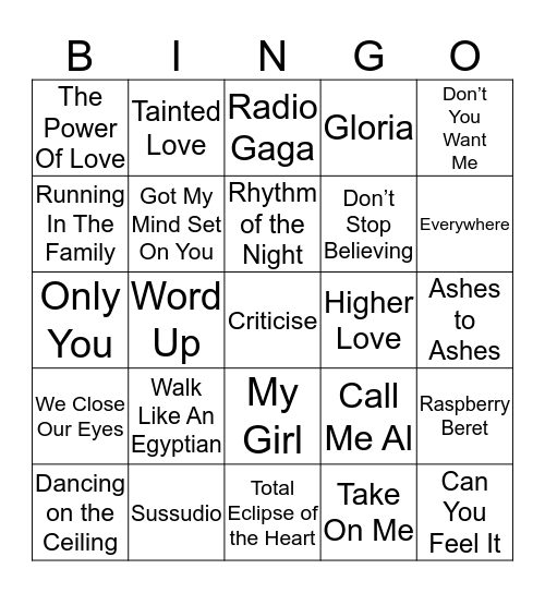 80's BINGO Card