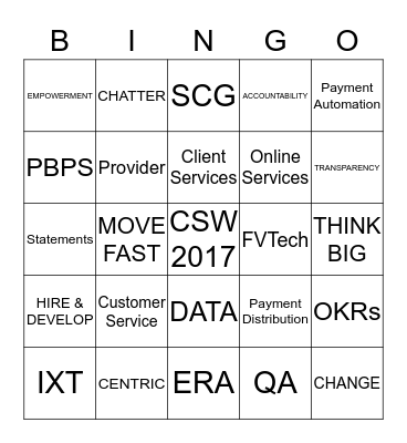 Customer Service Week Bingo Card