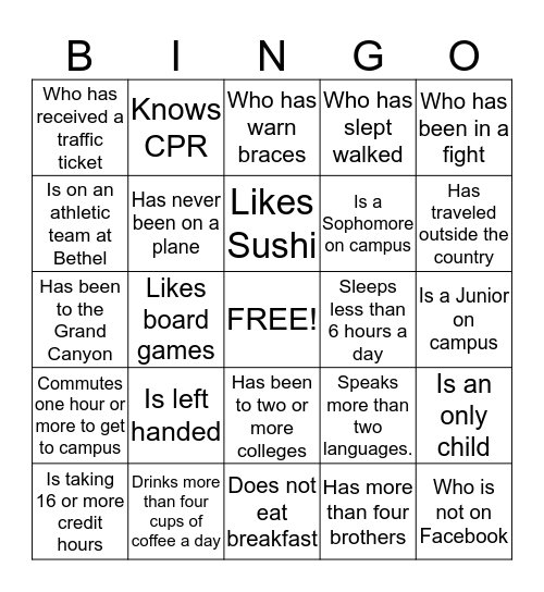 Block 10 Bingo  Bingo Card