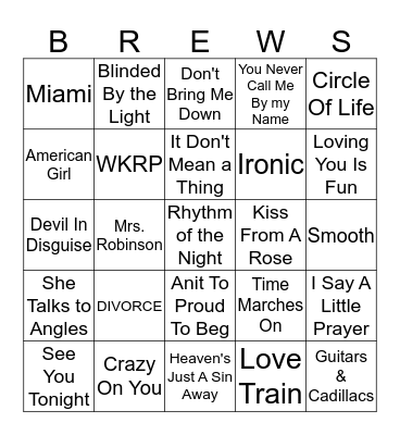 Boondocks Brews, Beats & Bingo Card