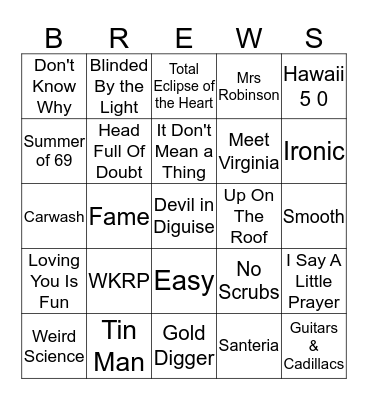 Boondocks Brews, Beats & Bingo Card