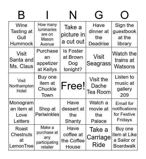 Festive Friday Bingo Card