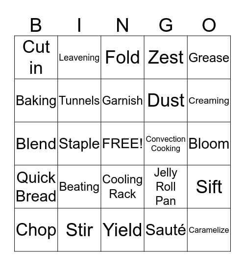 Bingo Baker Bingo Card