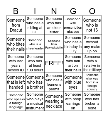 Getting to Know You Bingo Card