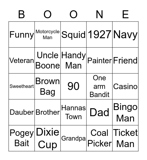 90 years old Bingo Card