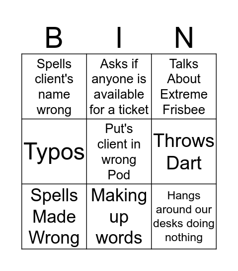 Andrew Sucks Bingo Card