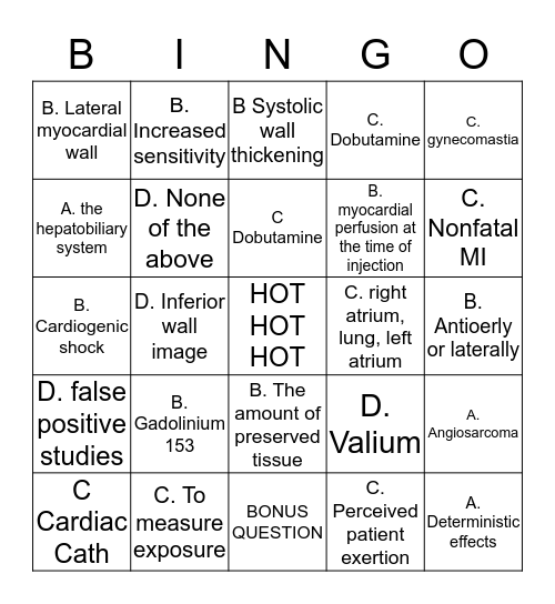 Nuclear Medicine Bingo Card