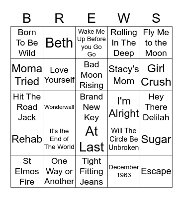 Boondocks Brews, Beats & Bingo Card