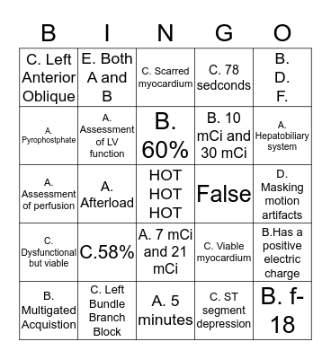 Nuclear Medicine Bingo Card