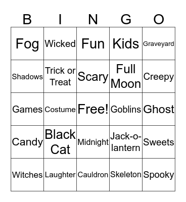 Halloween Bingo Card