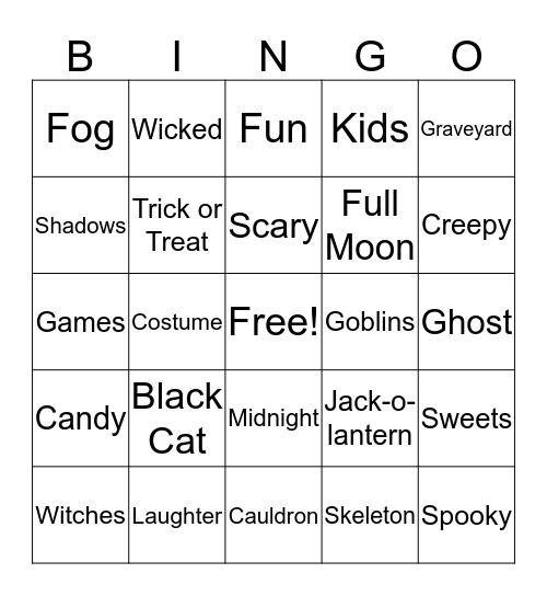 Halloween Bingo Card