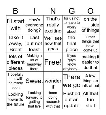 Product Update Bingo Card