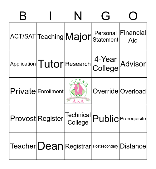 Let's Explore College Bingo Card