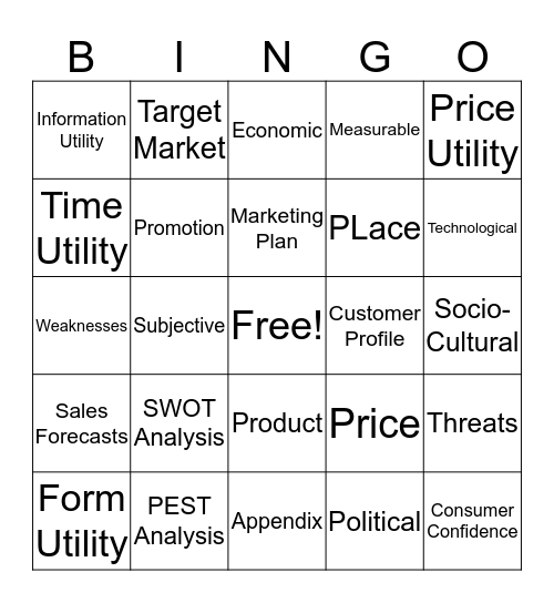 Ch. 2 Marketing - The Marketing Plan_2 Bingo Card