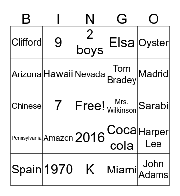 Let's Have Fun! Bingo Card