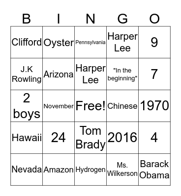 Let's Have Fun! Bingo Card