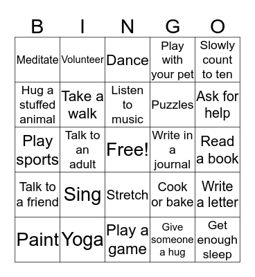 Miss Fischer's Coping Skills Bingo Card