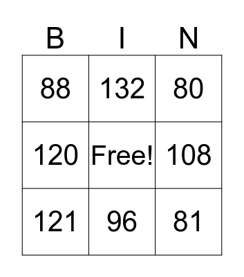 Multiplication 9-12 Bingo Card