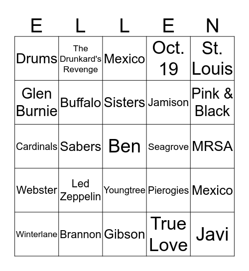 Wedding Bingo Card