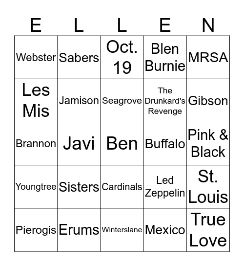 Wedding Bingo Card