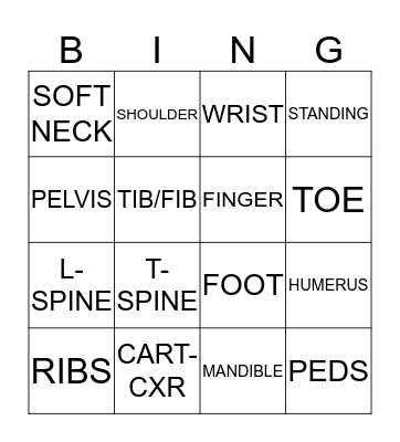 Rad Tech Week Bingo Card