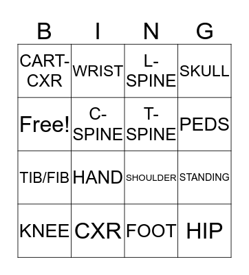 Rad Tech Week Bingo Card