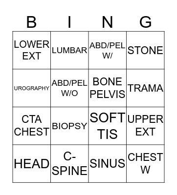 Rad Tech Week Bingo Card