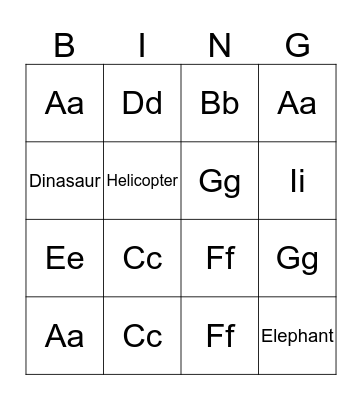 alphabet Bingo Card