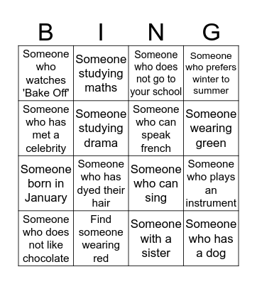 NCS Bingo Card