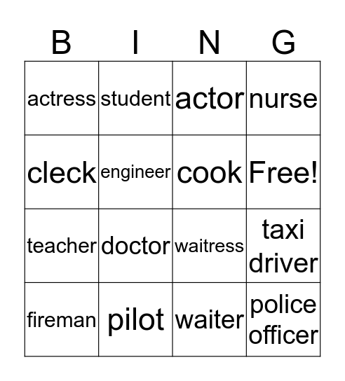Sue's jobs Bingo Card