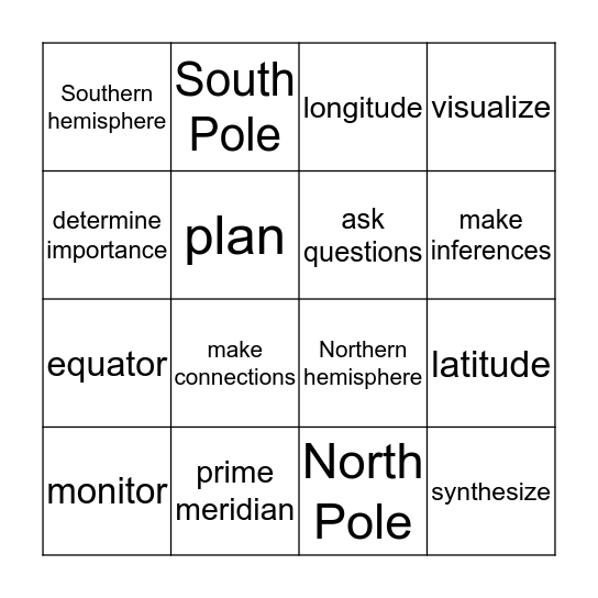 Vocabulary Bingo Card