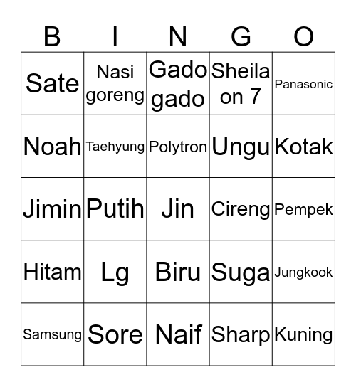 Punya Agatha Bingo Card