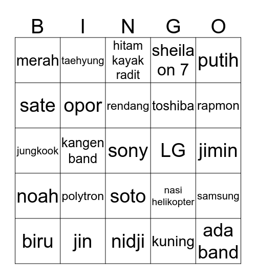 PUNYA TITA Bingo Card