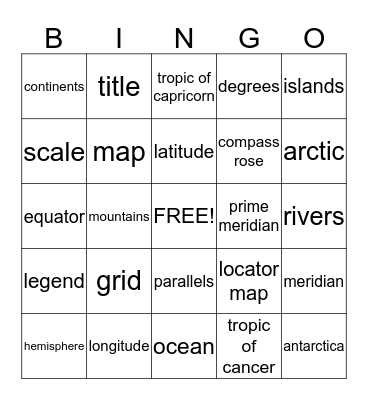 map skills Bingo Card