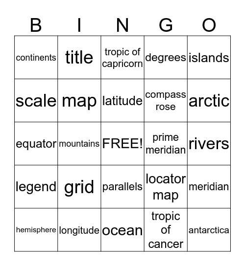 map skills Bingo Card